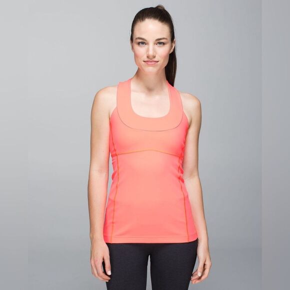 Lululemon Scoop Neck Tank Luon in Coral Orange Size 4 - Picture 1 of 10